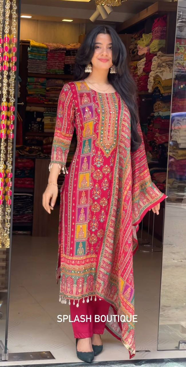 Gorgeous Pink Color Digital Print Festive Wear Salwar Suit With Dupatta