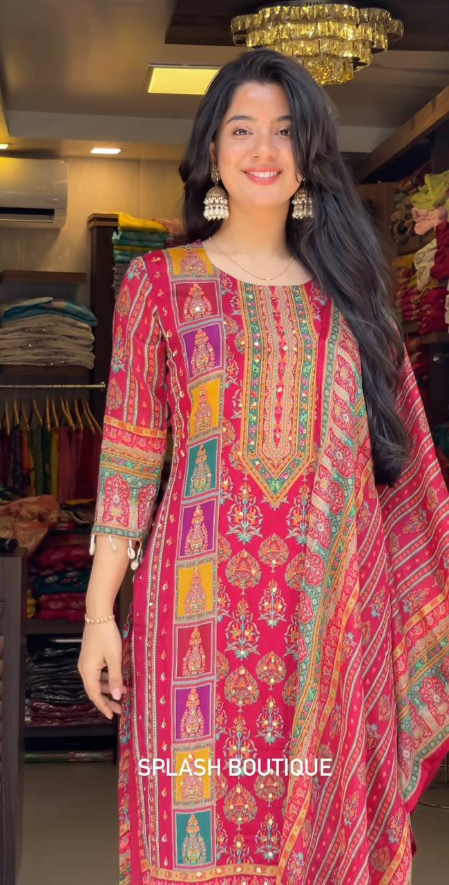 Gorgeous Pink Color Digital Print Festive Wear Salwar Suit With Dupatta