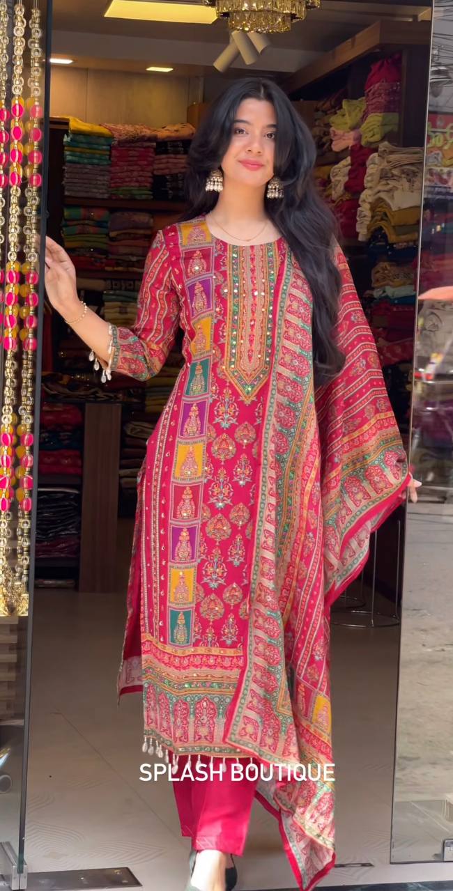 Gorgeous Pink Color Digital Print Festive Wear Salwar Suit With Dupatta