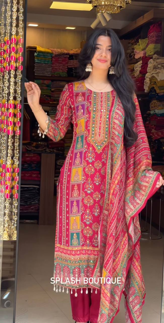 Gorgeous Pink Color Digital Print Festive Wear Salwar Suit With Dupatta