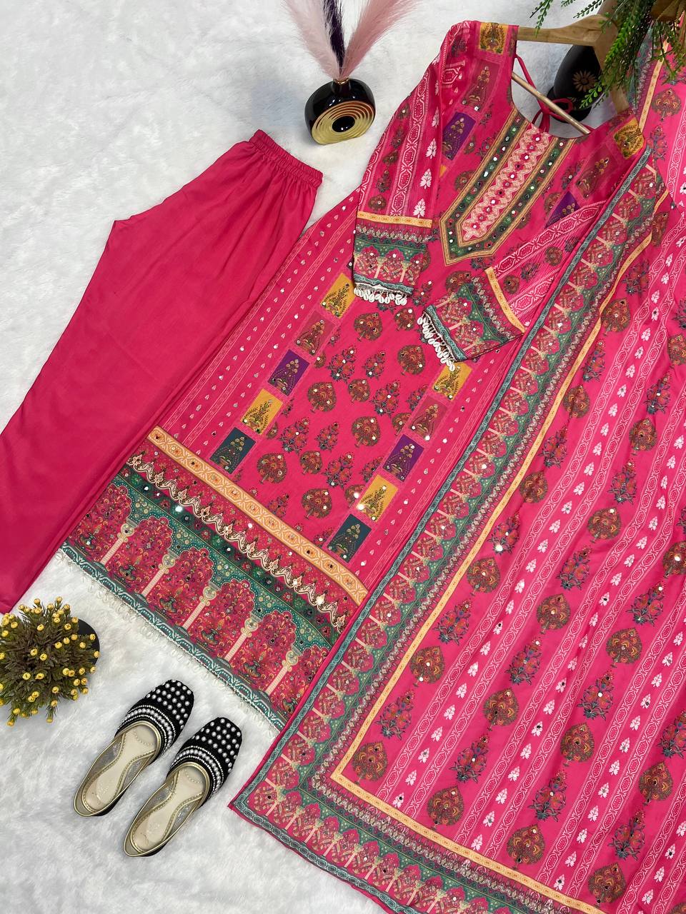Gorgeous Pink Color Digital Print Festive Wear Salwar Suit With Dupatta