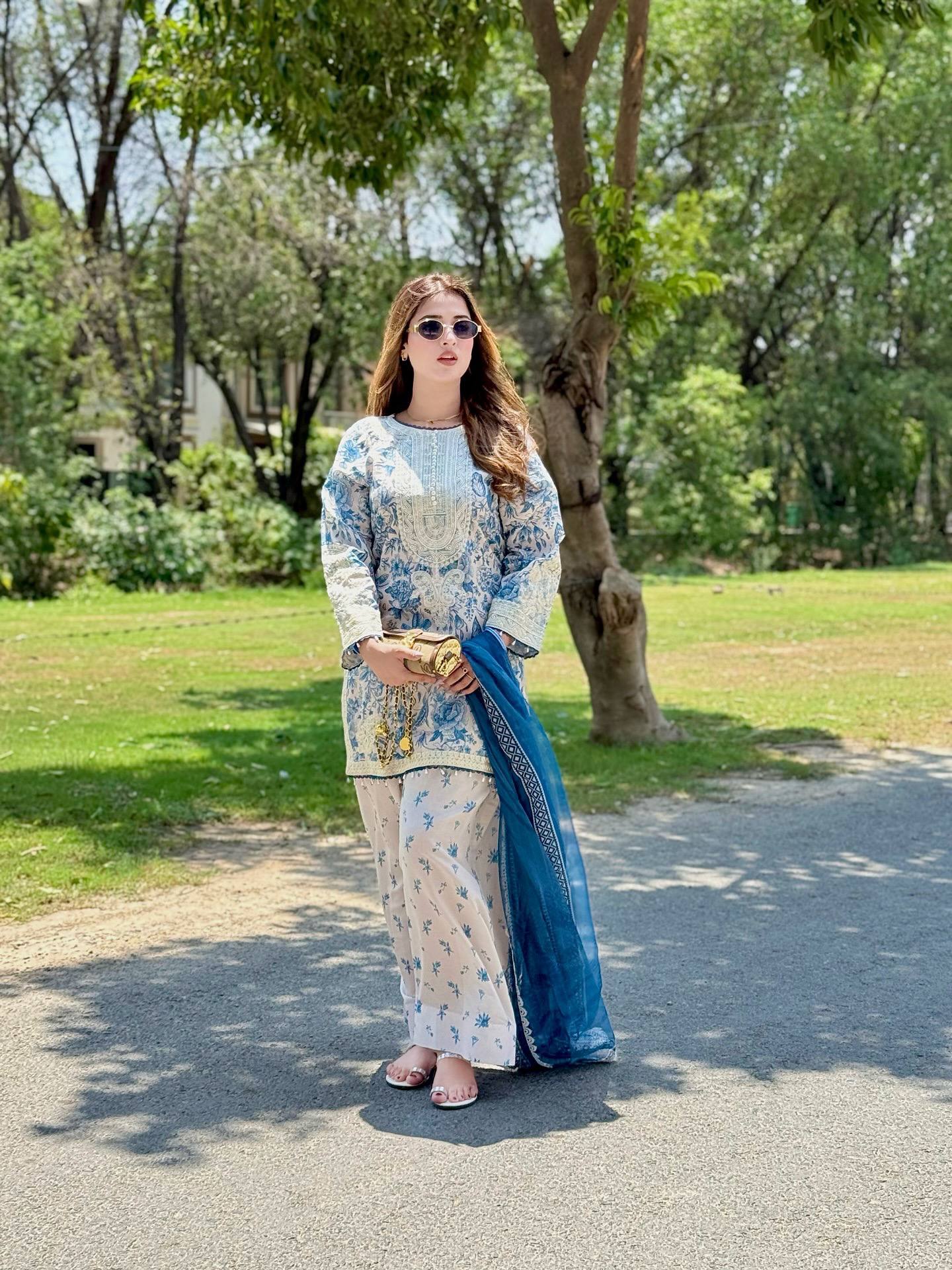 Functions Wear Blue Color Pure Natural Crepe And Digital Print With Delicate Embroidery Work Palazzo Suit