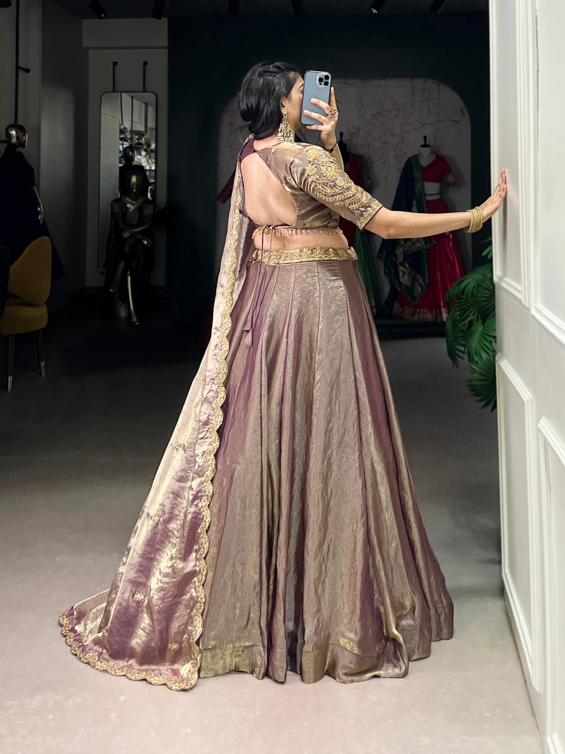 Designer Pastel Onion Color Embroidered Sequences Work Lehenga Choli