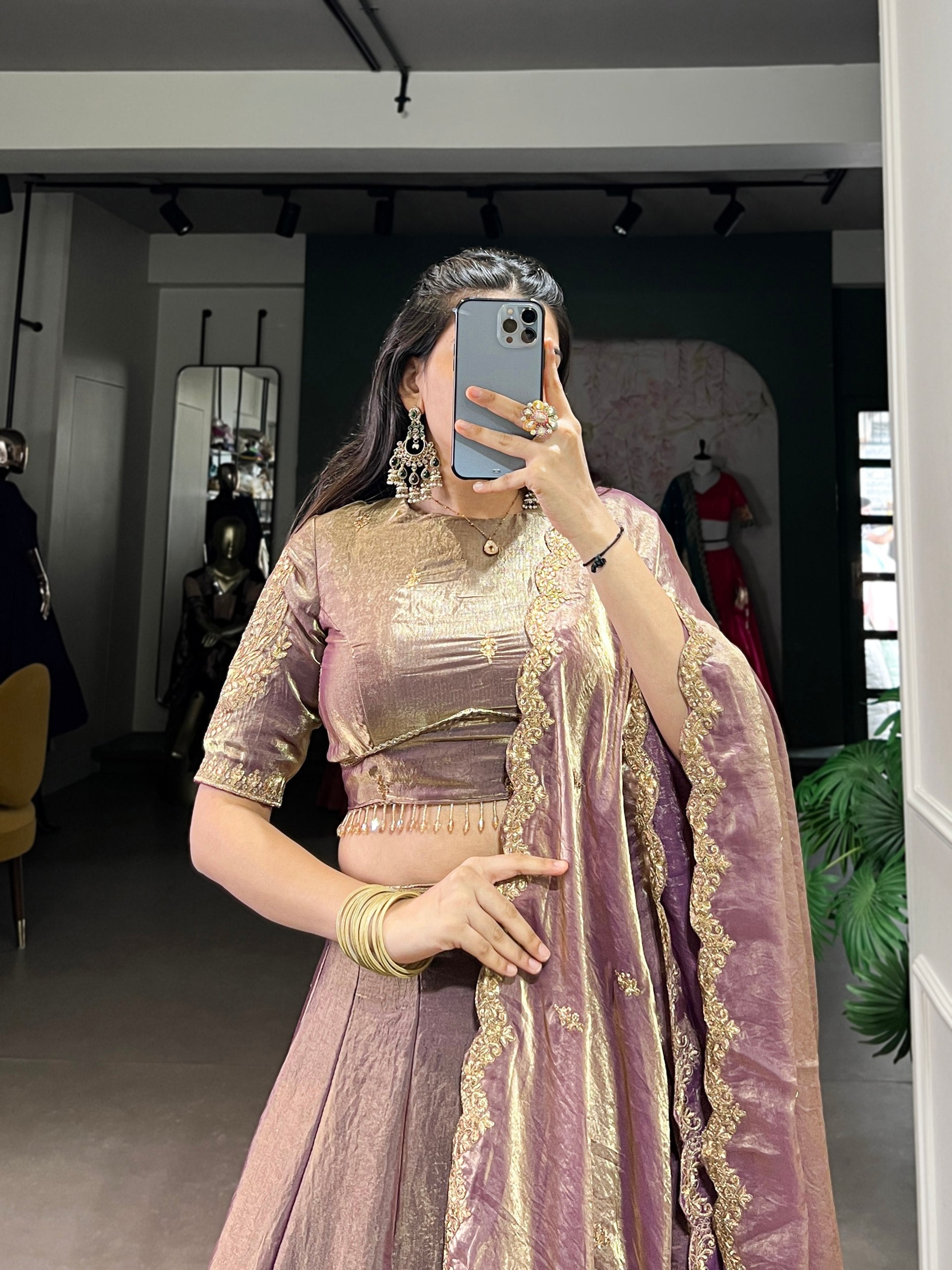 Designer Pastel Onion Color Embroidered Sequences Work Lehenga Choli