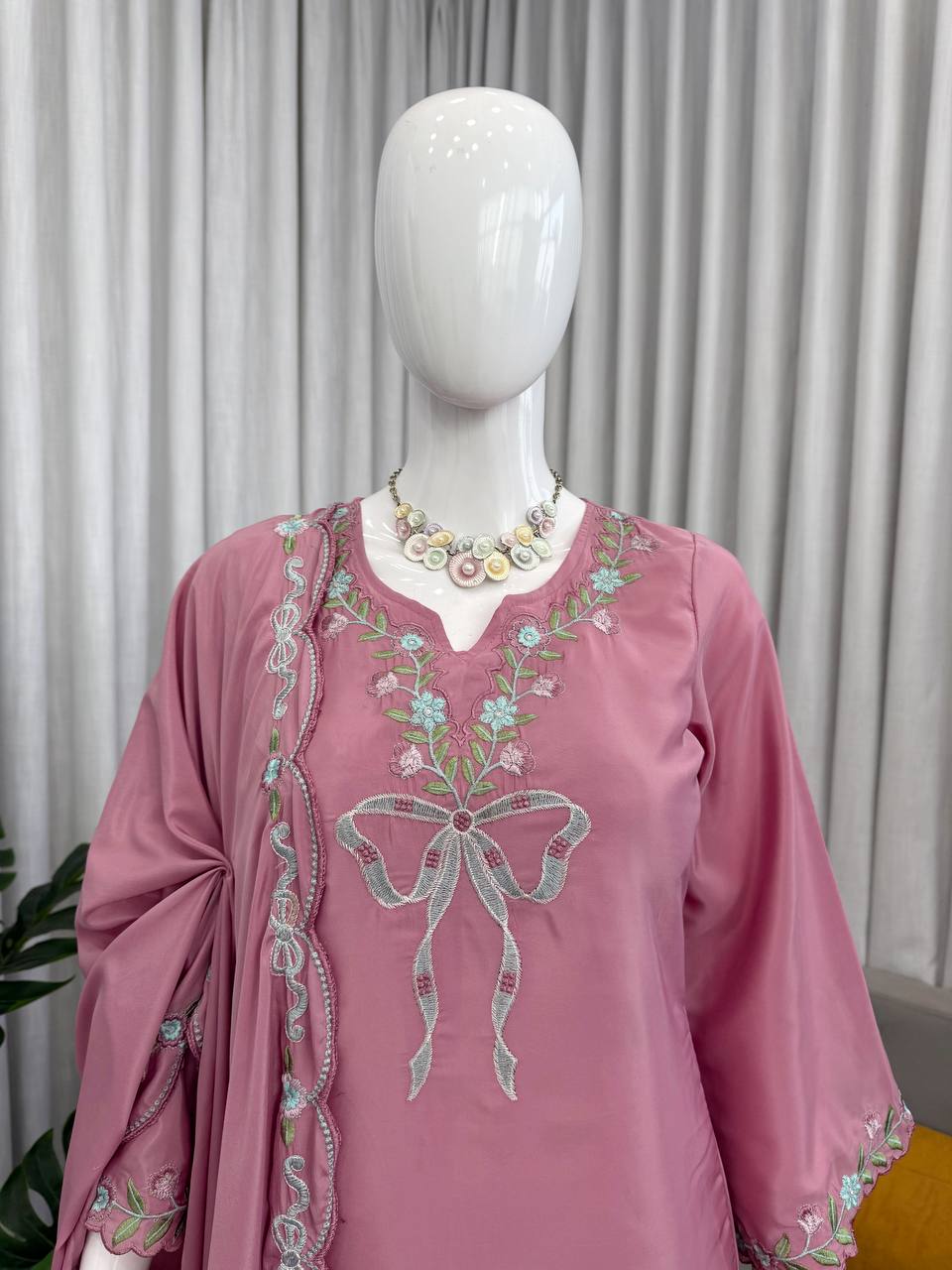 Innovative Pink Color Thread With Sequence Work Farshi Suit – Vastra Shop