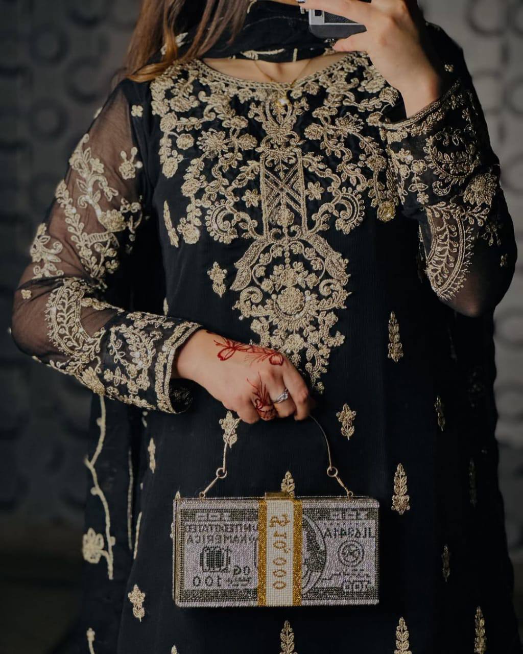 Heavy Embroidery Sequence Work Black Color Salwar Suit Set