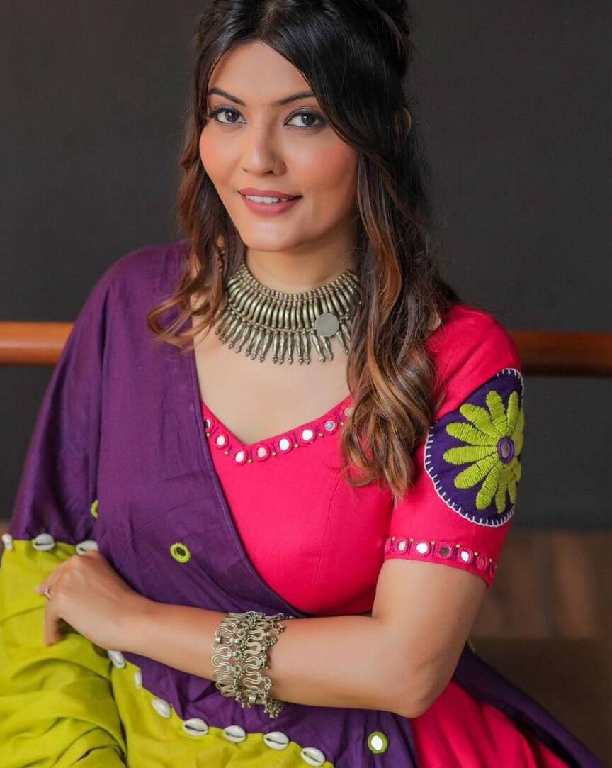 Navratri Style Pink Color Riyon Cotton Embroidery Thread Work Traditional Lehenga Choli
