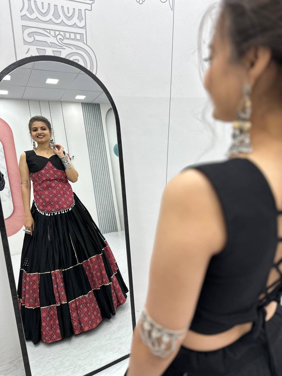 Traditional Wear Black Color Pure Cotton With Traditional Ajarakh Printed Designer Navratri Lehenga Choli