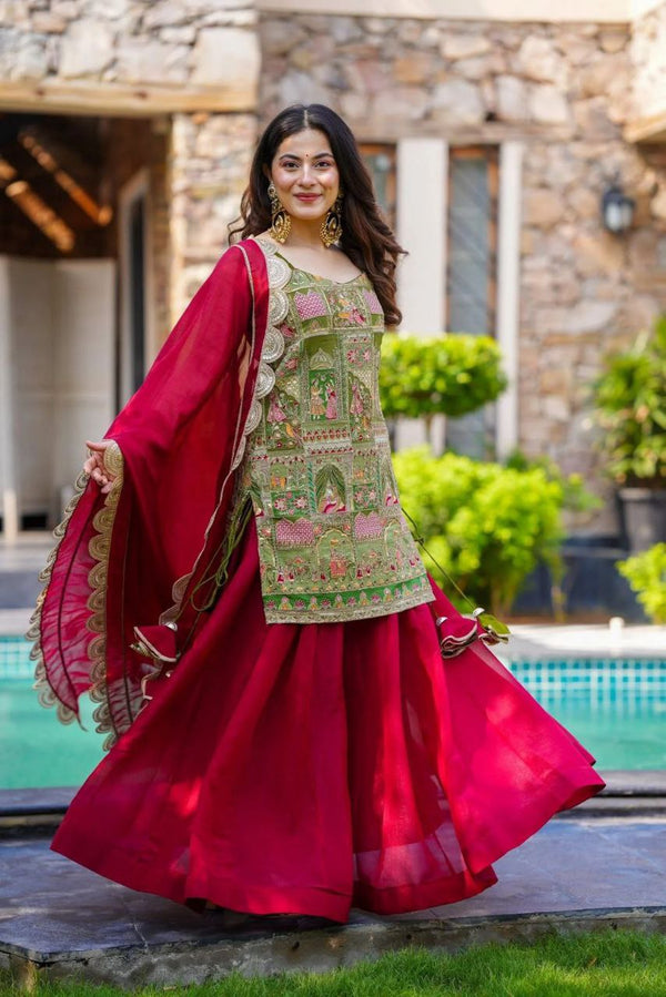 Weding Wear Premium Jimmy Organza Digital Printed Ready To Wear Palazzo Suit