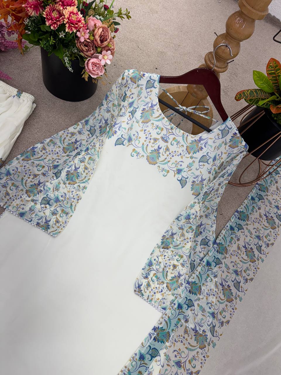 Festive Wear Off White Color Pure Faux Georgette With Vibrant Digital Print Designer Patiyala Suit