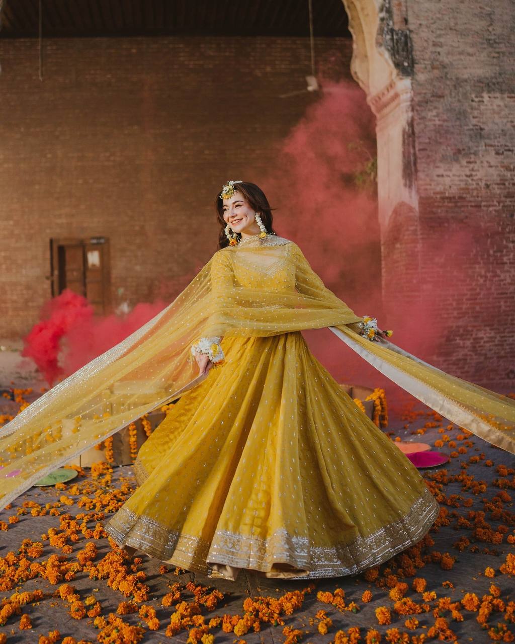 Haldi Wear Yellow Color Heavy Pure Chinon Silk With Embroidery Sequence Work Gown