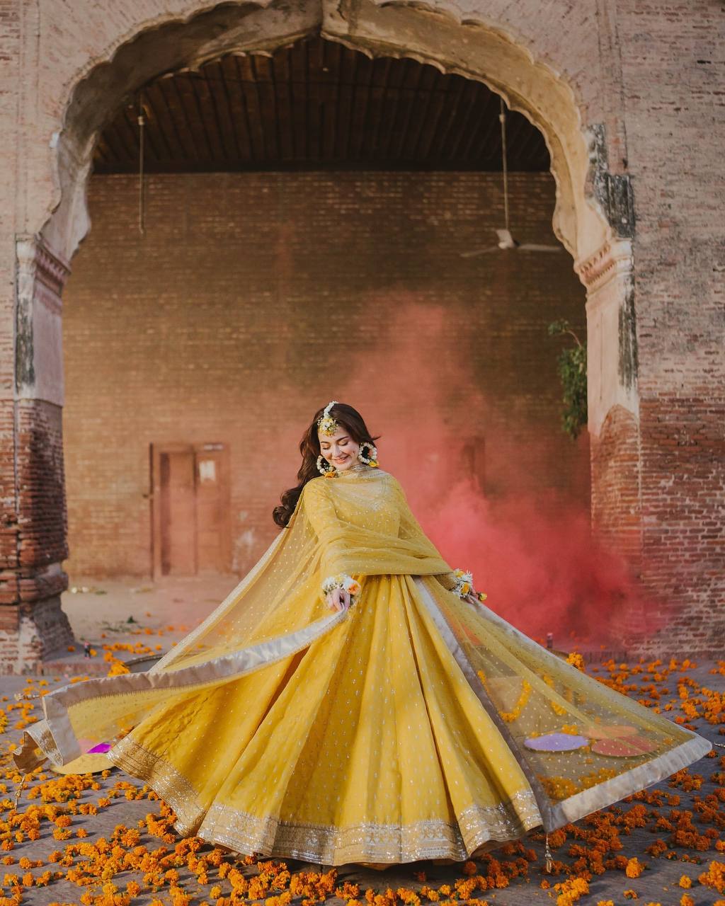 Haldi Wear Yellow Color Heavy Pure Chinon Silk With Embroidery Sequence Work Gown