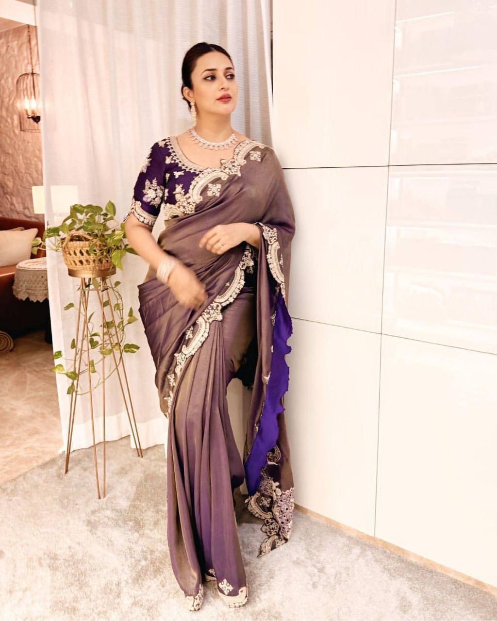 Celebrity Wear Soft Copper Gold Weave Silk Beautiful Sequins And Zari Embroidery Work Bollywood Saree