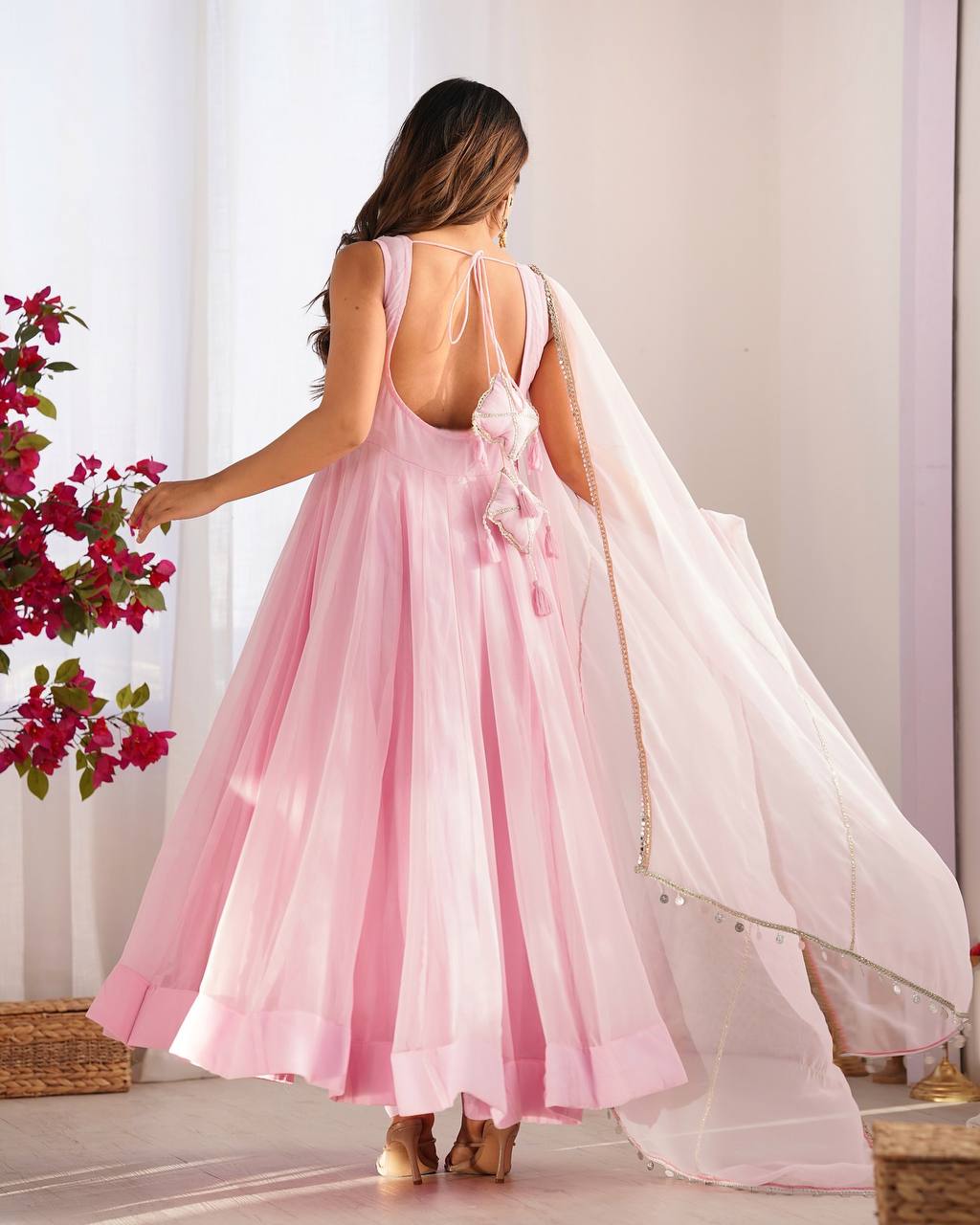 Exclusive Baby Pink Color Georgette Anarkali Suit
