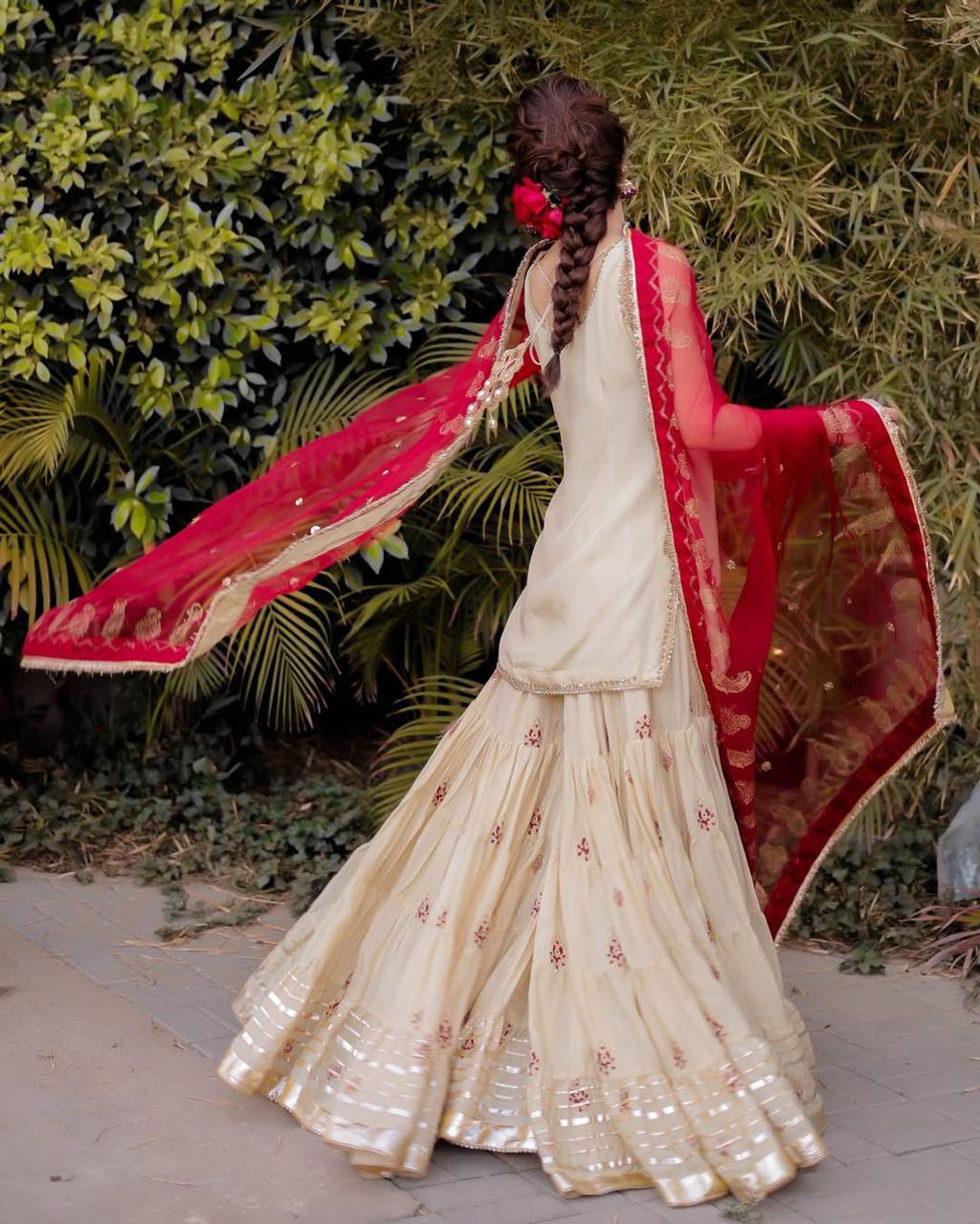 Festival Wear Cream Color Soft Chinon With Sequin Embroidery Beautiful Sharara Suit
