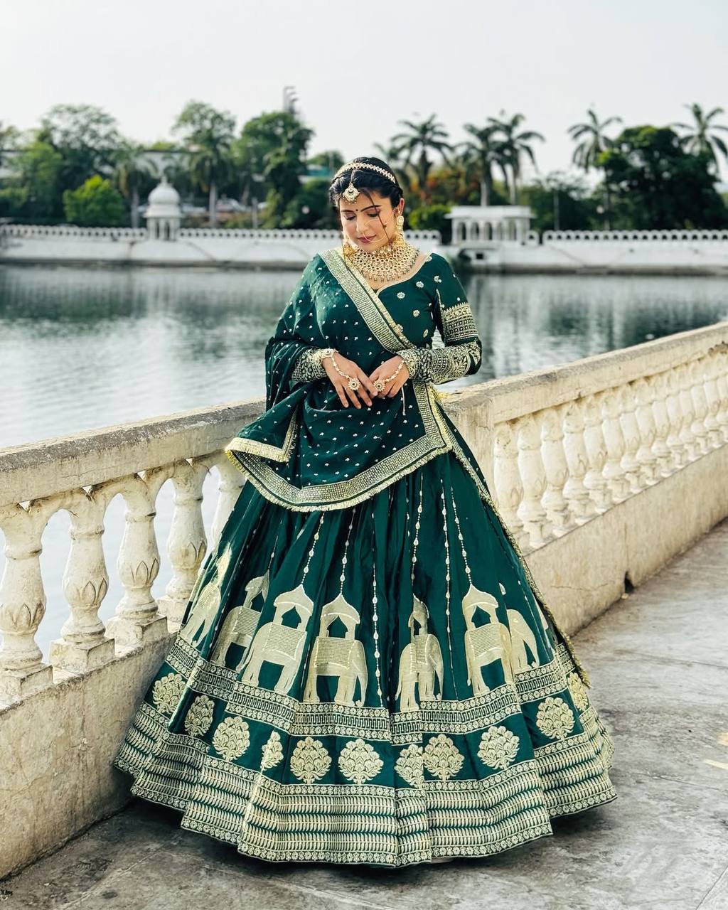 Wedding Wear Green Color Heavy Chinon Silk Embroidery With Sequence Work Lehenga Choli