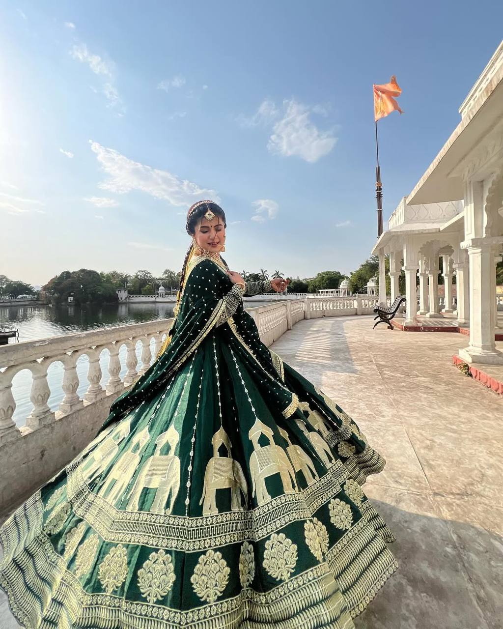Wedding Wear Green Color Heavy Chinon Silk Embroidery With Sequence Work Lehenga Choli