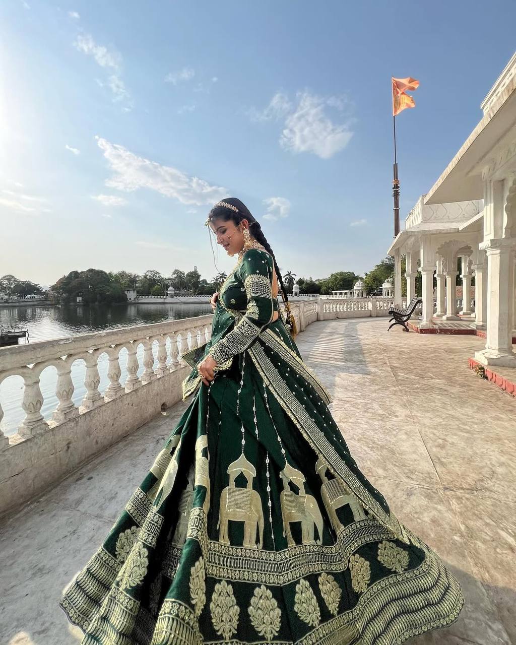 Wedding Wear Green Color Heavy Chinon Silk Embroidery With Sequence Work Lehenga Choli