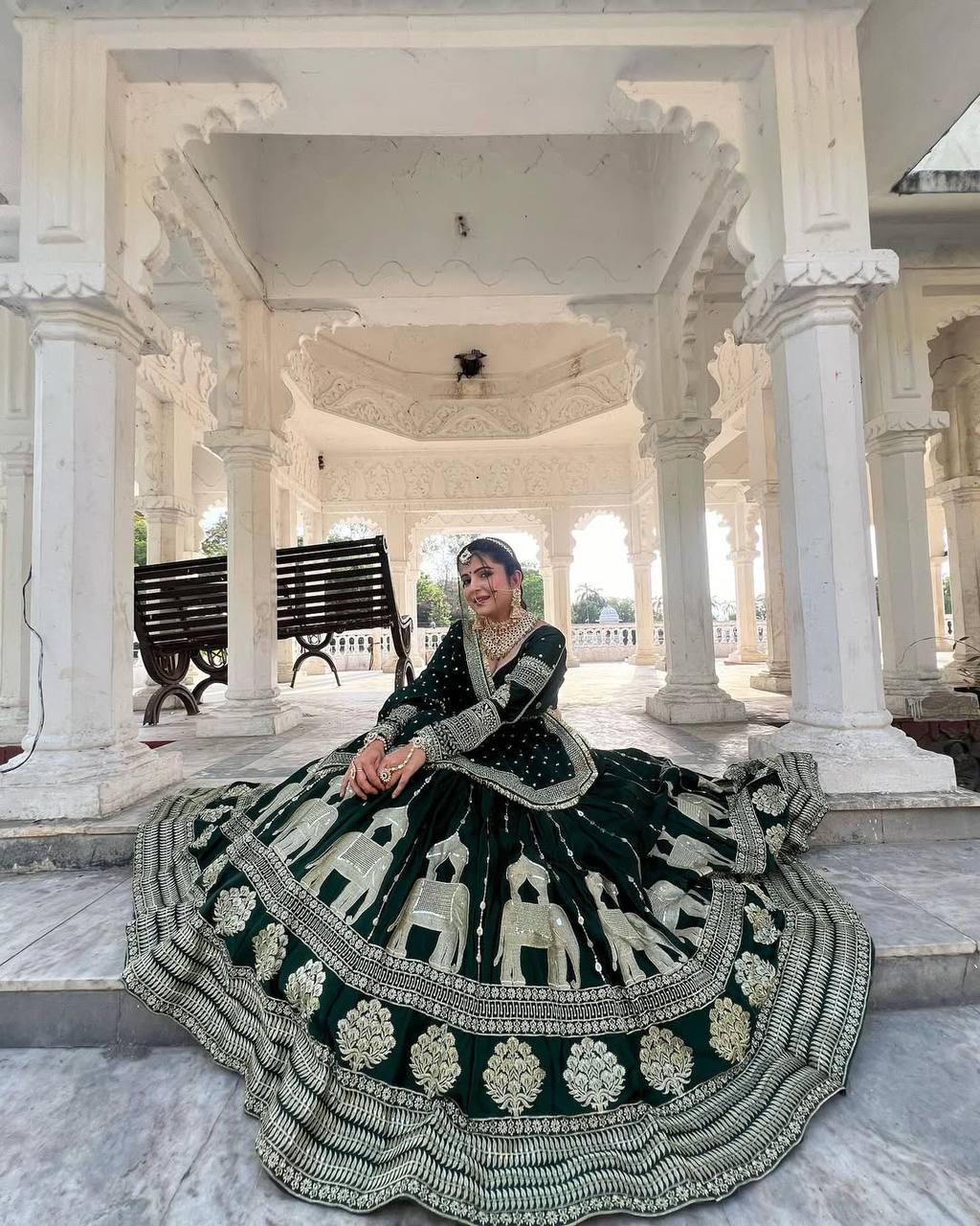 Wedding Wear Green Color Heavy Chinon Silk Embroidery With Sequence Work Lehenga Choli