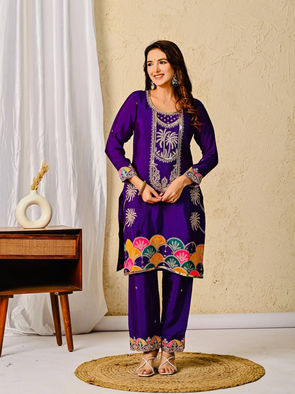Stylish Purple Color Heavy Work Designer Salwar Suit