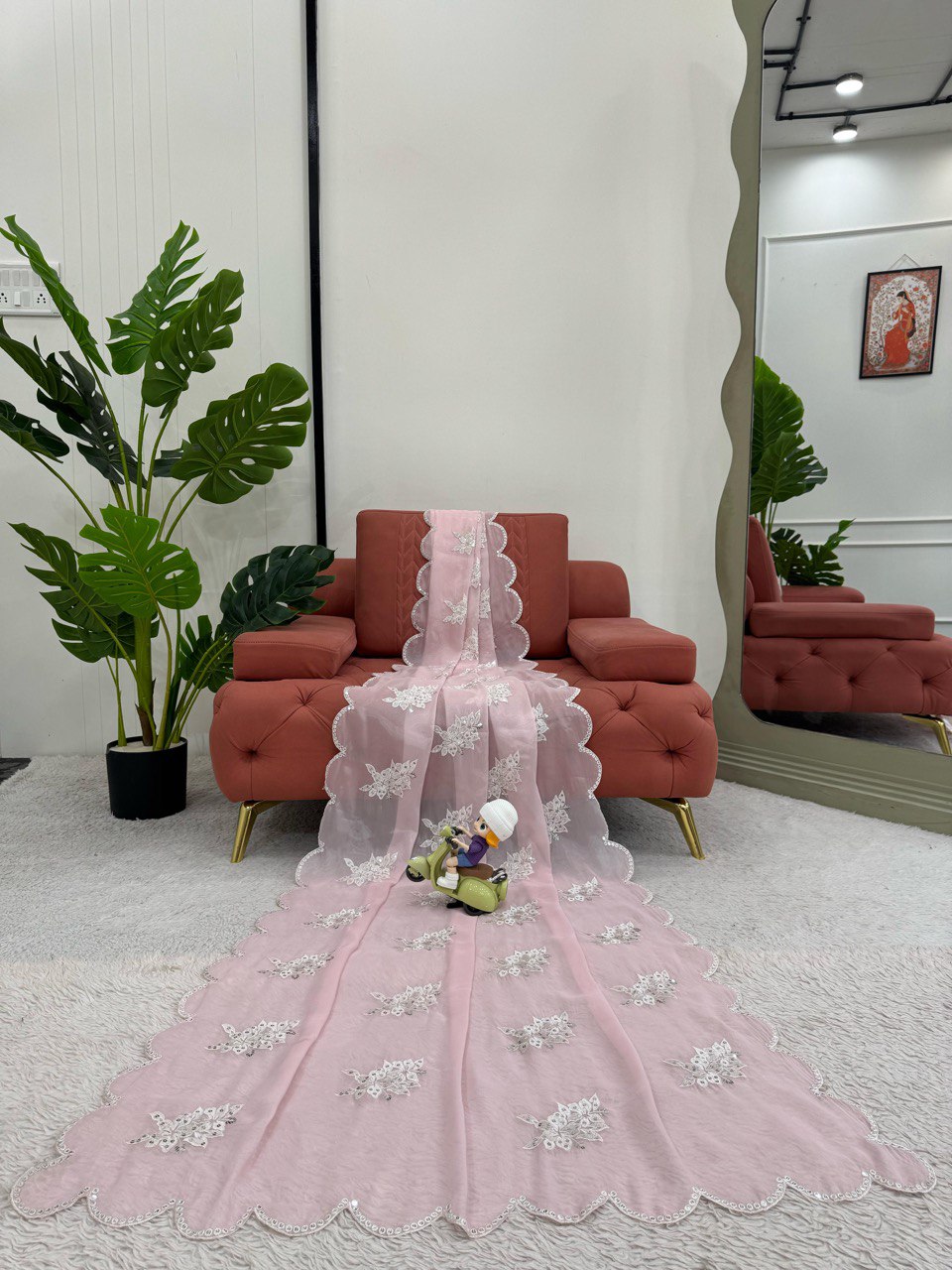Fabulous Baby Pink Color Heavy Jimmy Chu And Thread With 9MM Sequence Work Saree