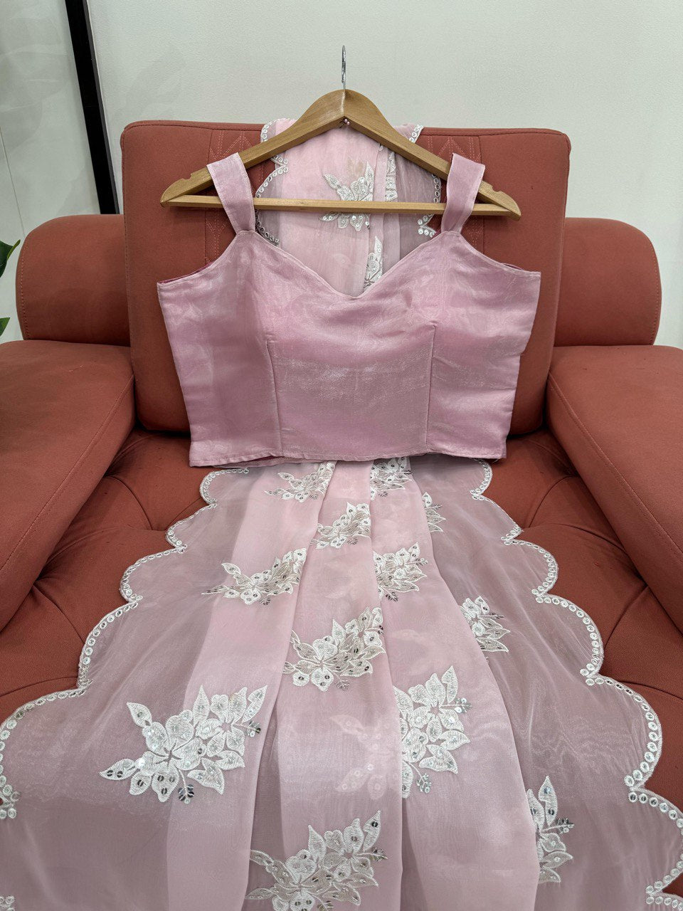 Fabulous Baby Pink Color Heavy Jimmy Chu And Thread With 9MM Sequence Work Saree
