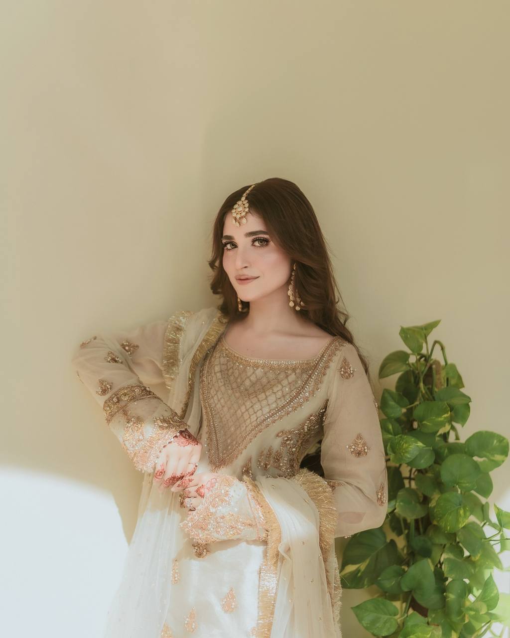 Elegant Off White Color Faux Georgette Sharara Set