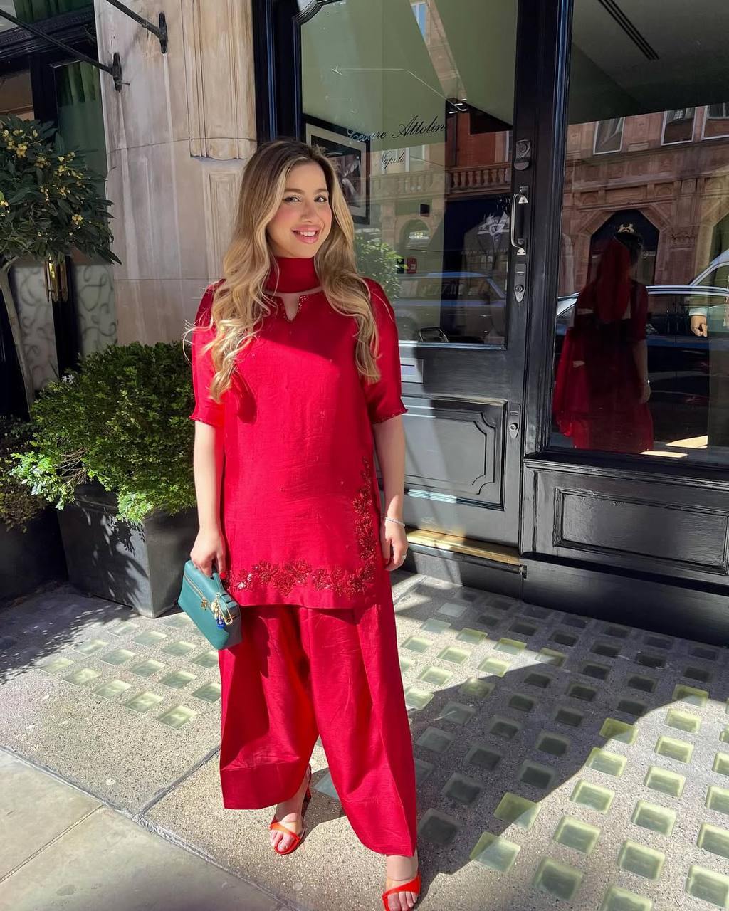 Function Wear Red Color Bids Hand Work Designer Salwar Suit