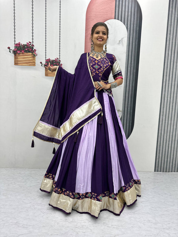 Navratri Special Purple And Lavender Color Pure Cotton Lehenga Choli
