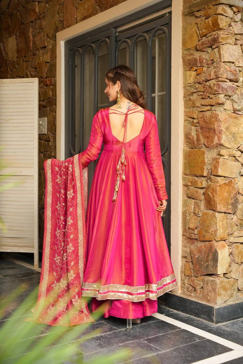 Wedding Wear Pink Color Designer Gown Set