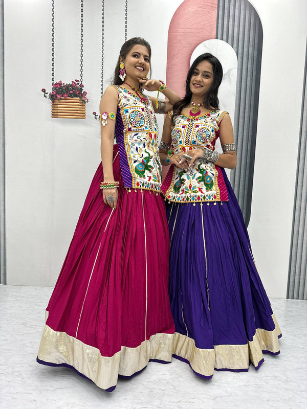 Navratri Special Gamathi With Real Mirror Work Lehenga Choli With 6 Meter Flair