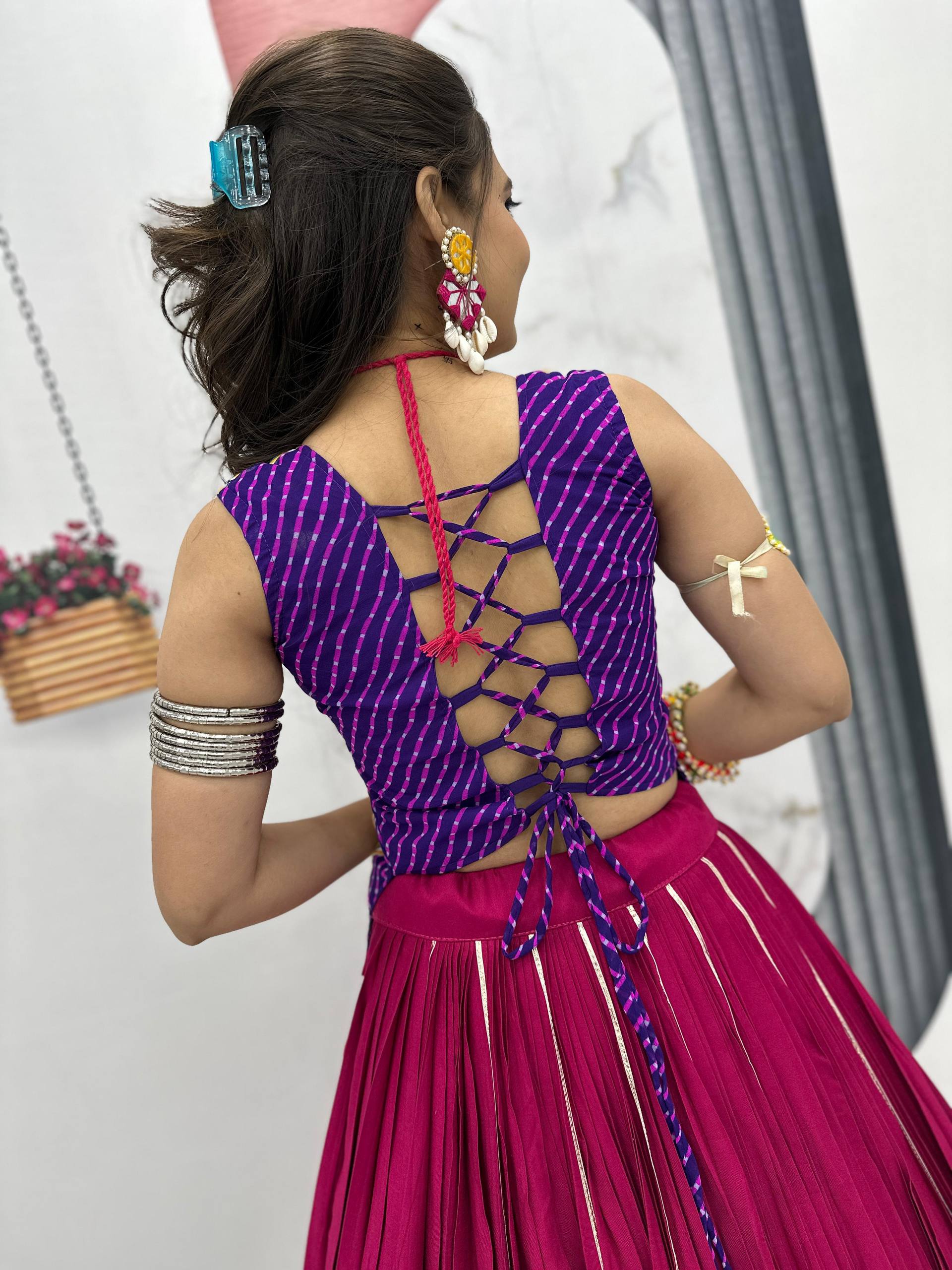 Navratri Special Gamathi With Real Mirror Work Lehenga Choli With 6 Meter Flair