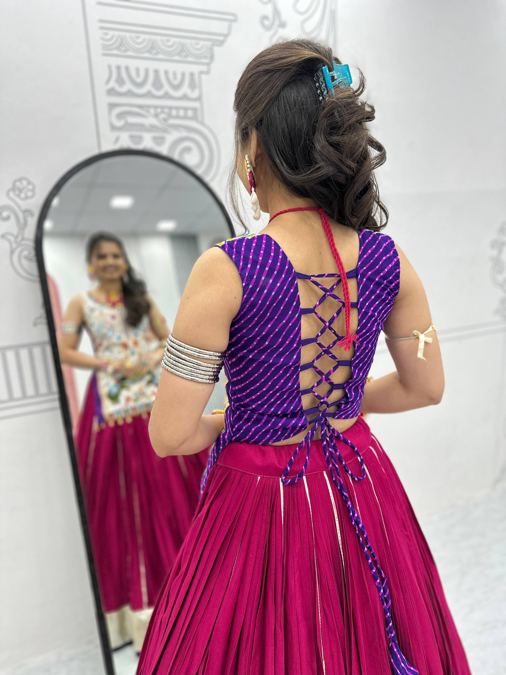 Navratri Special Gamathi With Real Mirror Work Lehenga Choli With 6 Meter Flair