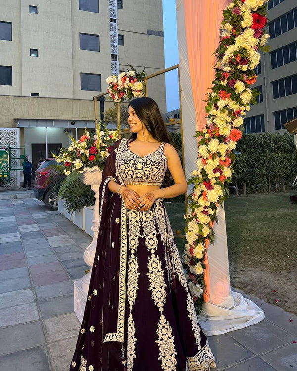 Wedding Wear Purple Color Embroidered Designer Lehenga Choli