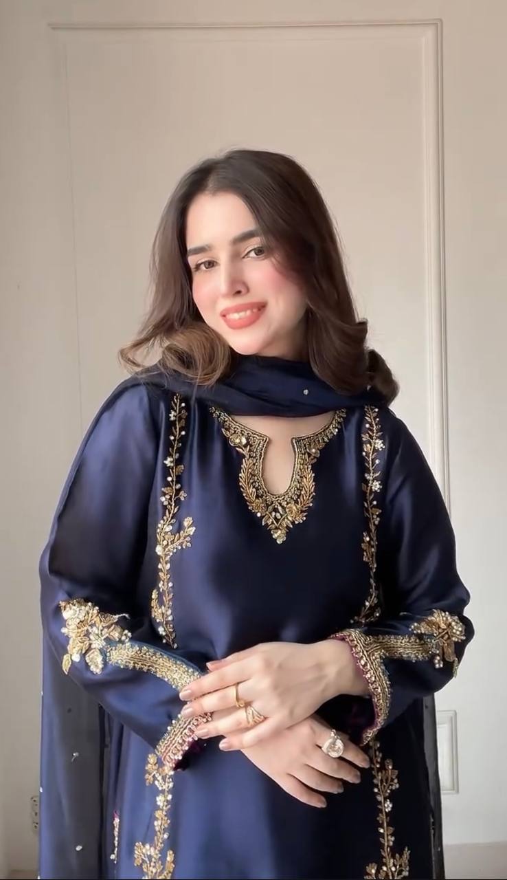Navy Blue Color Embroidered Designer Salwar Suit