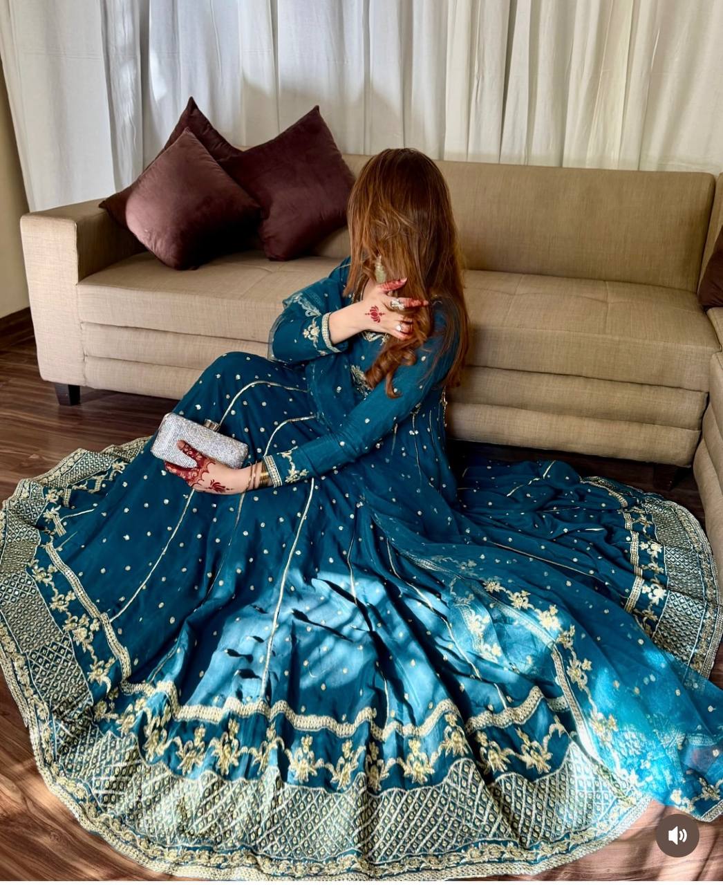 Alluring Teal Blue Color Designer Anarkali Suit