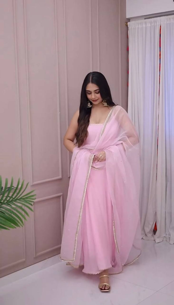 Designer Party Wear Light Pink Color Exclusive Gown