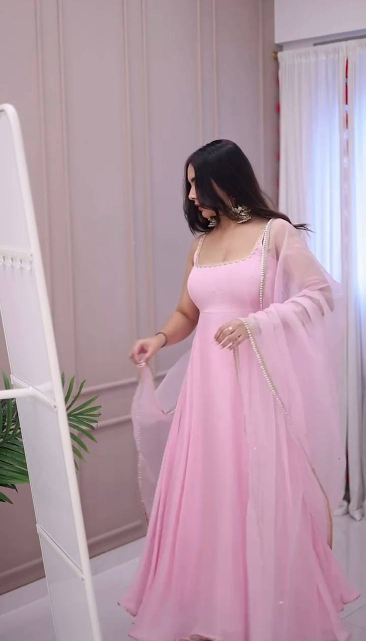 Designer Party Wear Light Pink Color Exclusive Gown