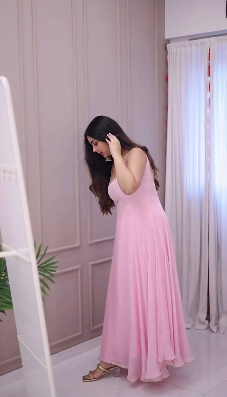 Designer Party Wear Light Pink Color Exclusive Gown