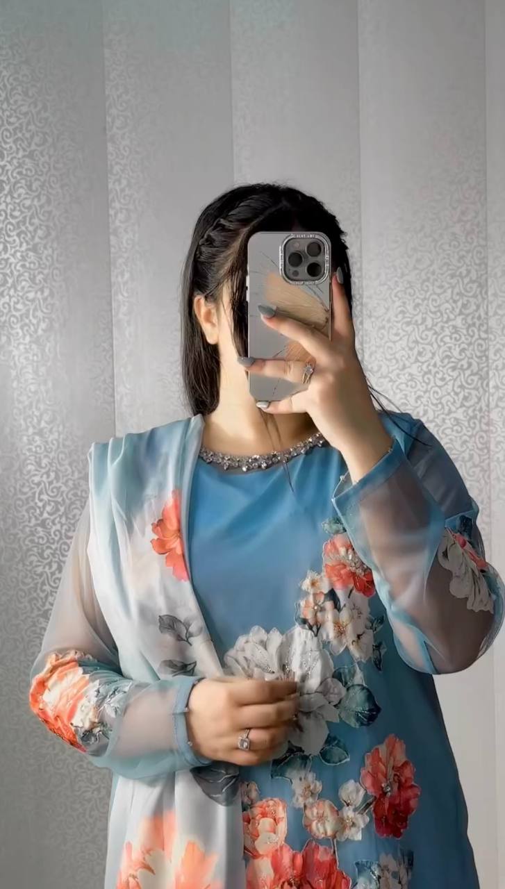 Part Wear Digital Print And Real Khatali Handwork Palazzo Suit