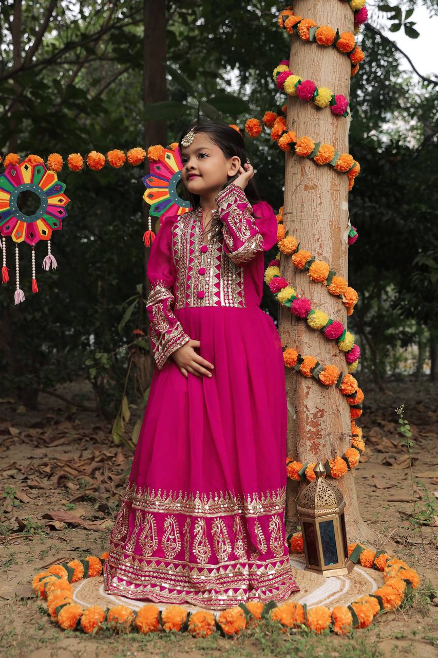 Designer Sequence Embroidered Pink Color Gown Set