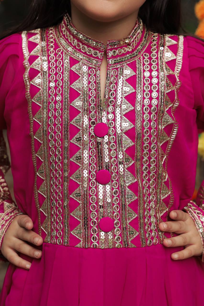 Designer Sequence Embroidered Pink Color Gown Set