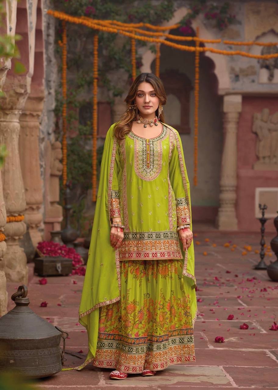Beautiful Embrodered Designer Pakistani Sharara Suit