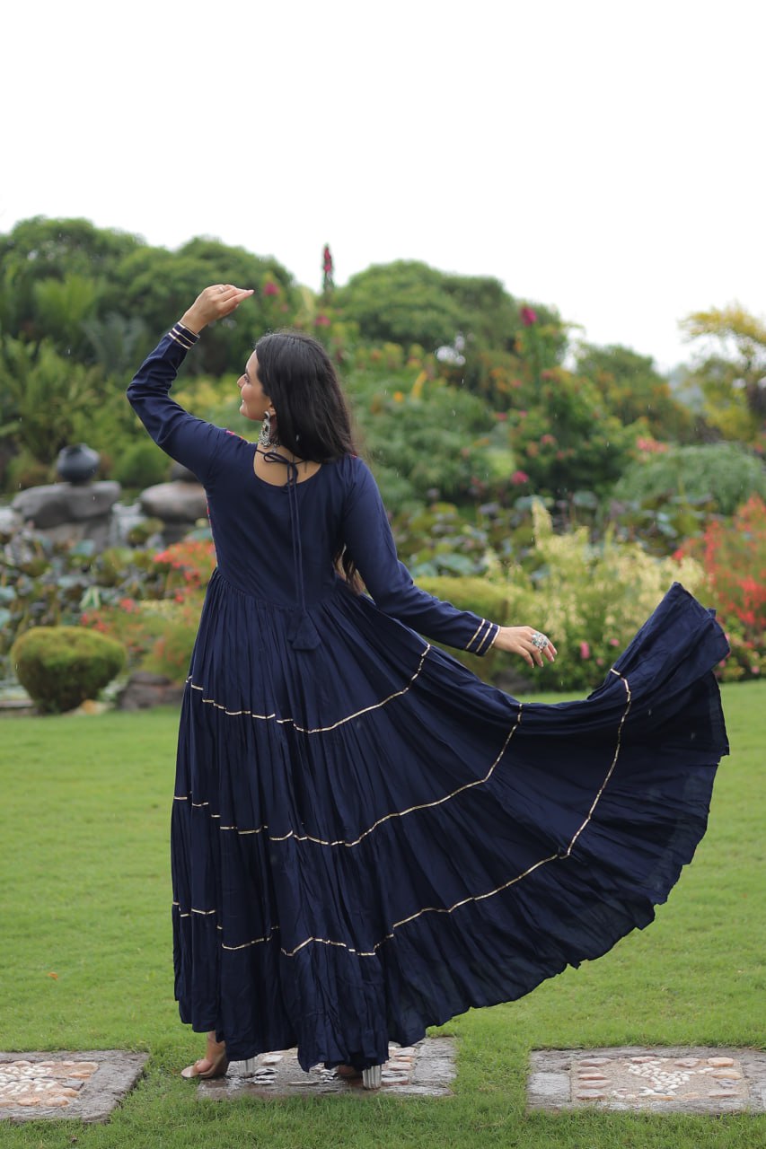 Navratri Specail Wear Kutchi Gamthi Embroidered And Mirror Hand Work Gown