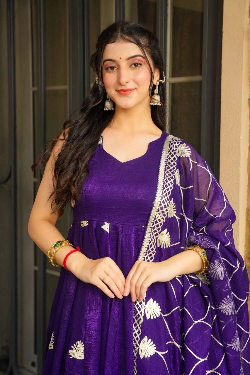 Royle Blue Color Designer Gown WIth Palazzo Suit