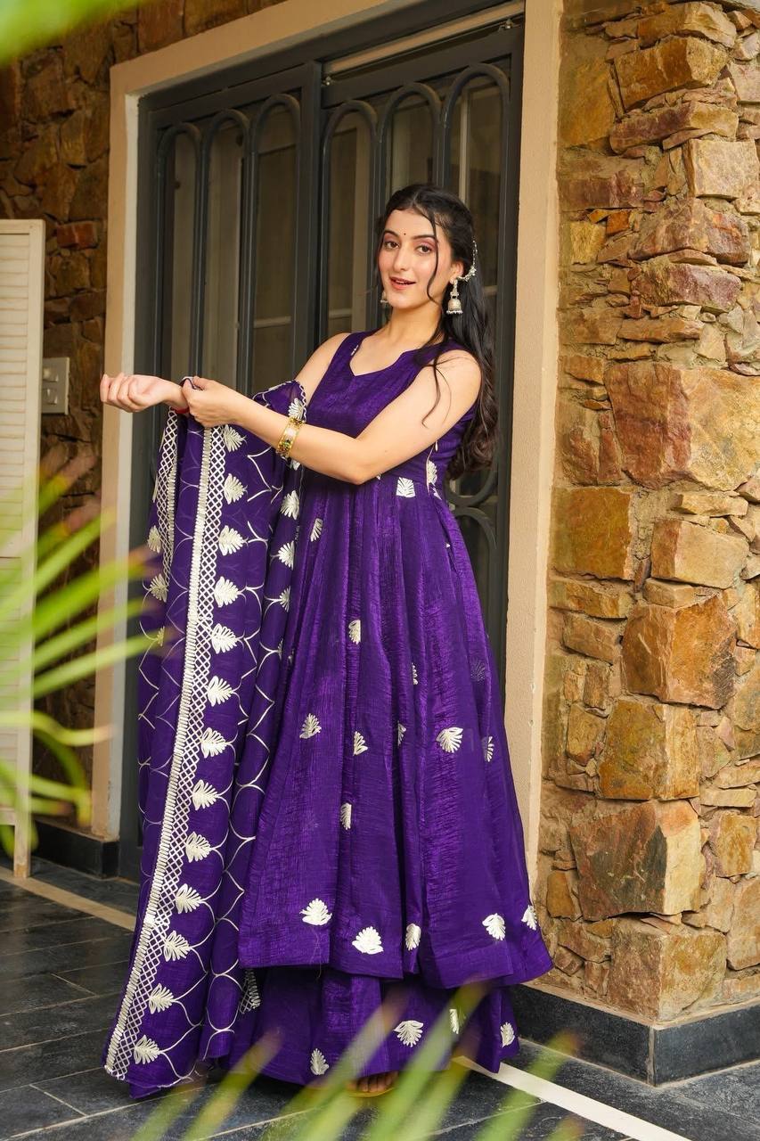 Royle Blue Color Designer Gown WIth Palazzo Suit