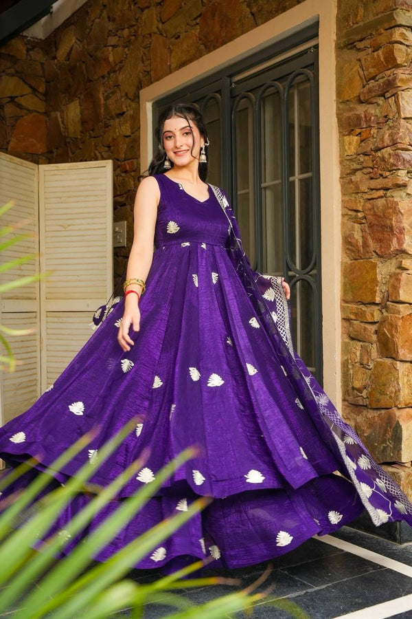 Royle Blue Color Designer Gown WIth Palazzo Suit