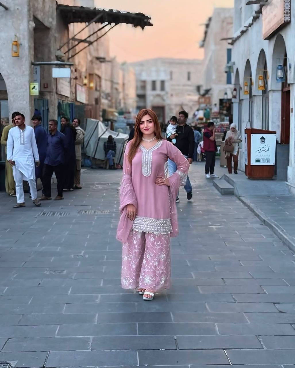 Alluring Pink Color Embroidered Designer Palazzo Suit