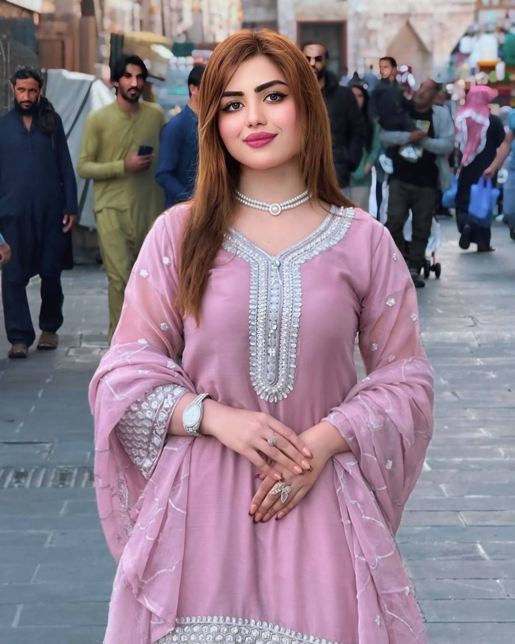 Alluring Pink Color Embroidered Designer Palazzo Suit