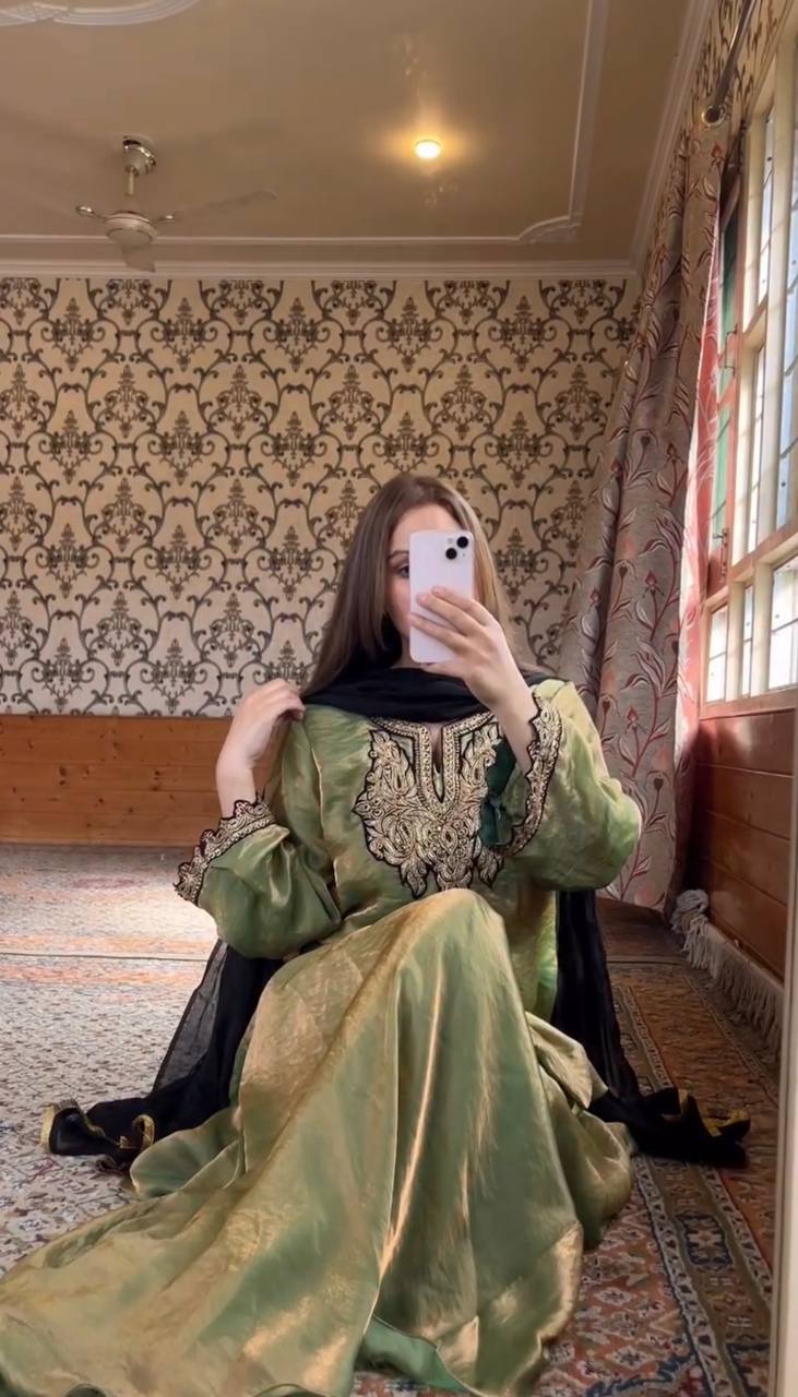 Party Wear Green Color Embroidered Ready To Wear Sharara Set